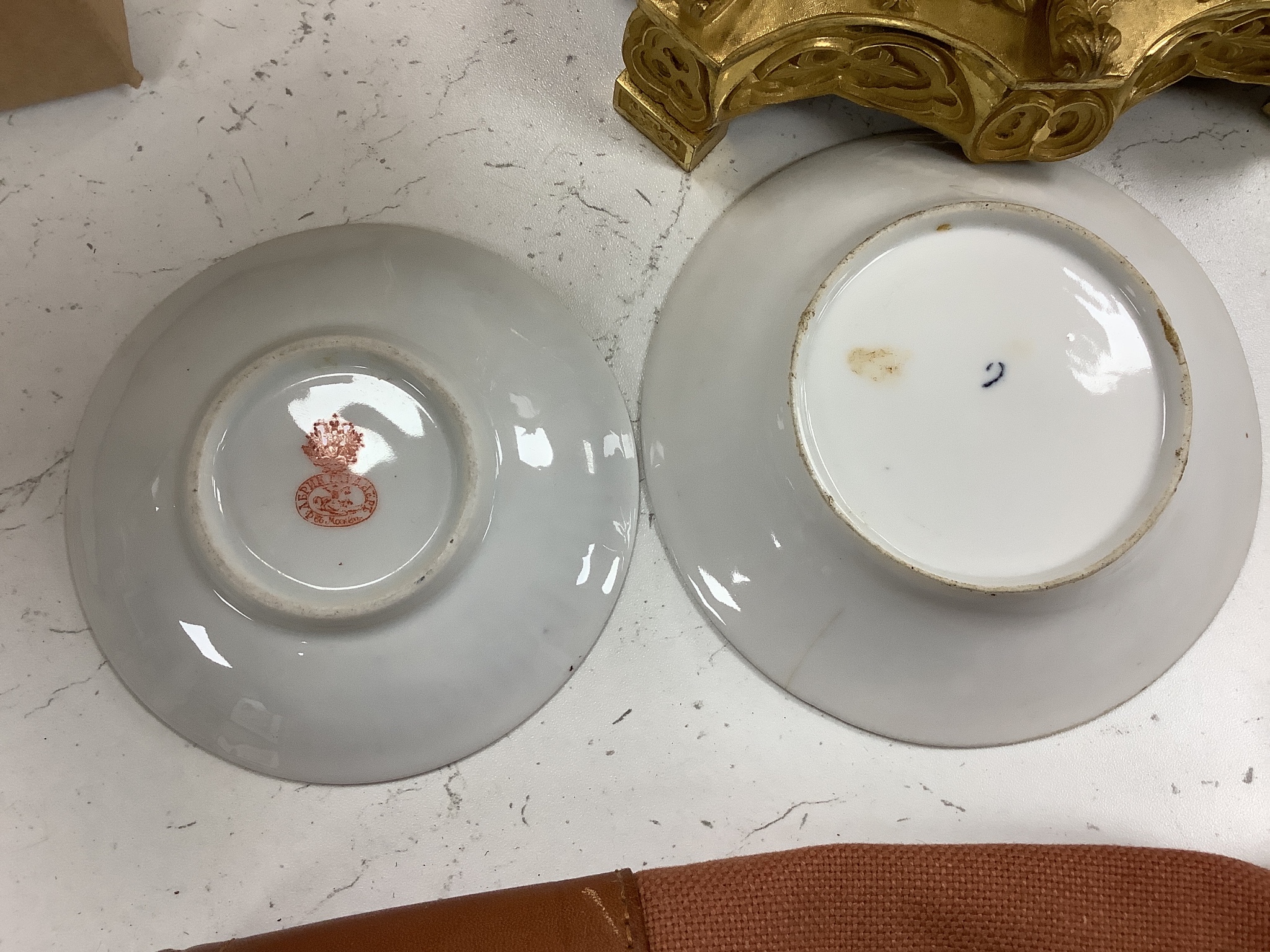 A French porcelain part tea set and other china, some damage